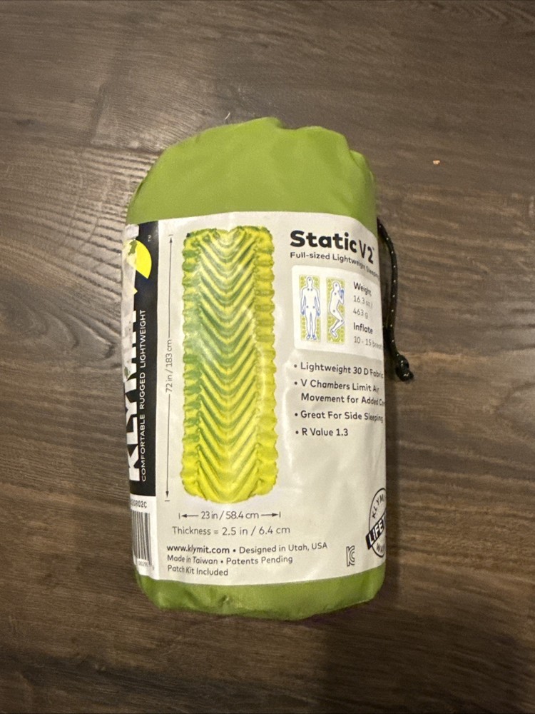 Klymit Static V2 Sleeping Pad Full-sized Lightweight Sleeping Pad New