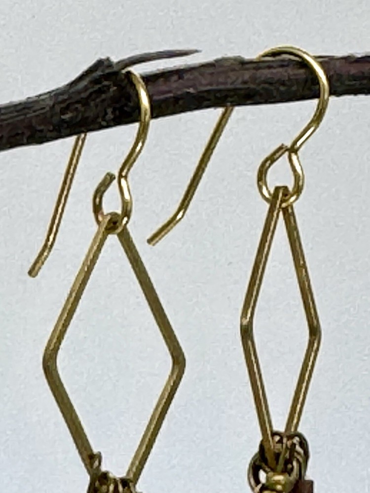 Boho Handcrafted Drop Earrings With Seed Bead Dangles & Brass Accents