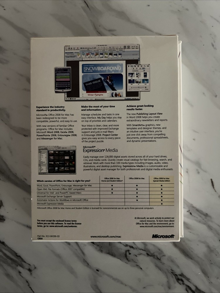 Microsoft Office Mac 2008 with Expression Media & Product Key (Software)