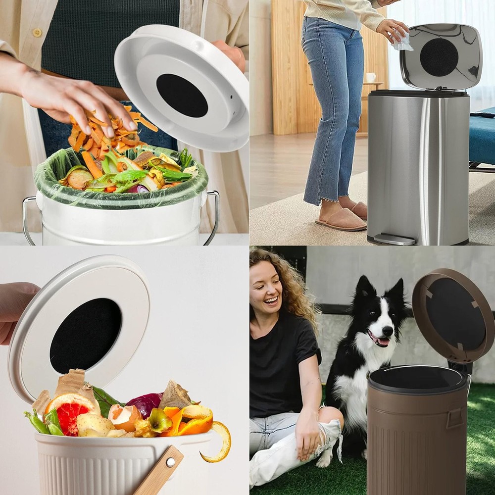 Charcoal Filter Replacements Kitchen Compost Bin Round 6.7inch 0.4" Thick 6 Pcs