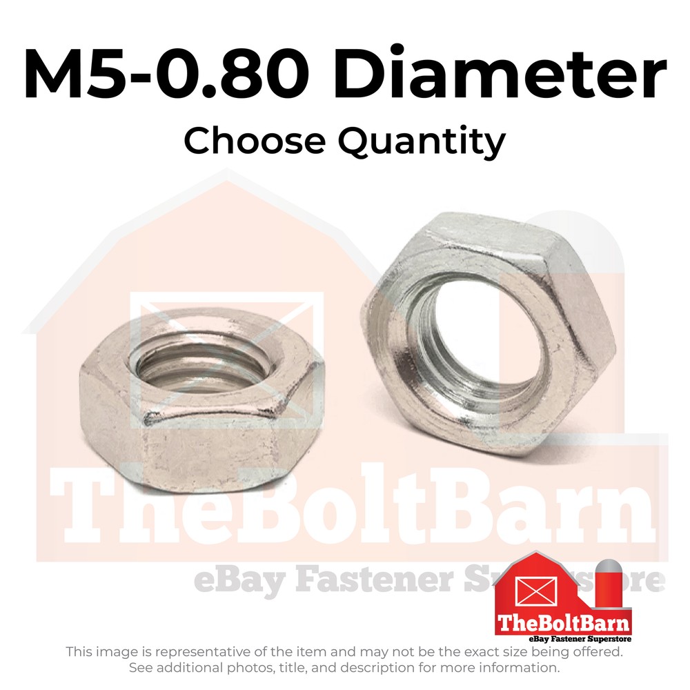 M5-0.8 A2-70 Stainless Steel Hex Jam Nuts (Pick Quantity)
