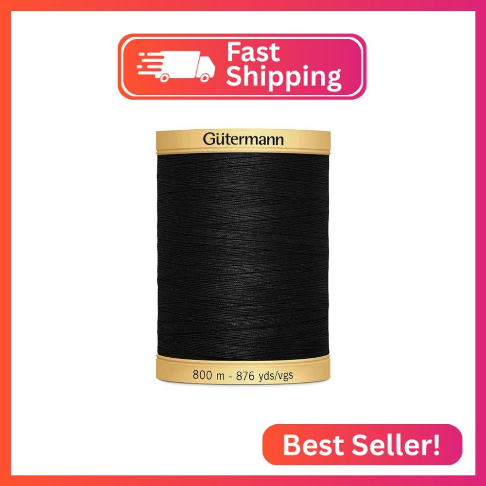 Gutermann Natural Cotton Thread Solids 876yd, Black