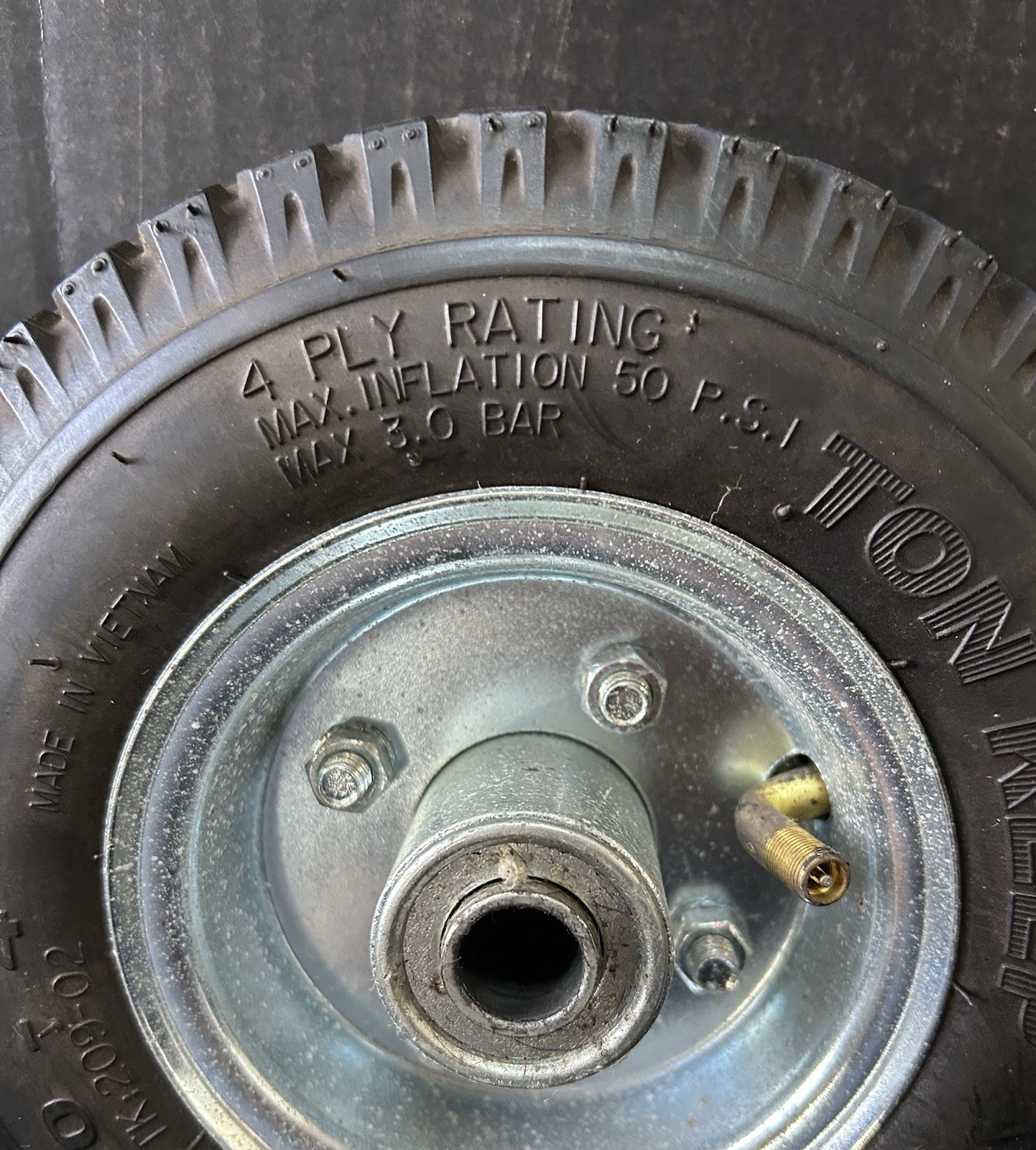 4 Ton Keep 9" Tires on Rims, 250-4 Nylon 50 Max PSI - Ready to Mount and Roll