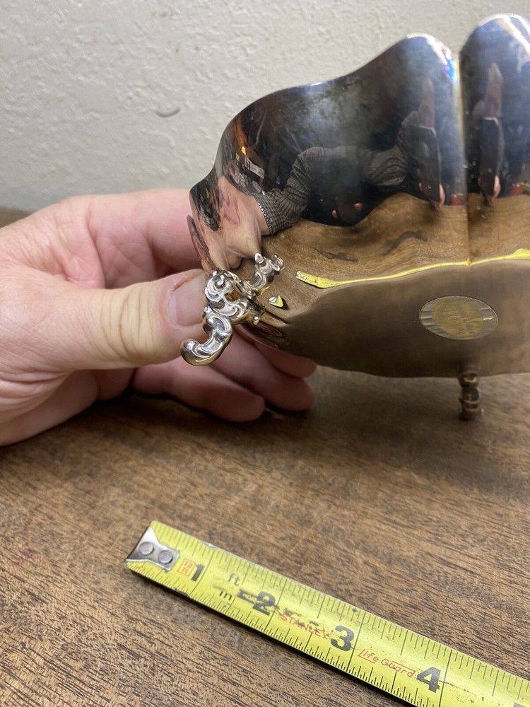 Vintage WM A Rogers Footed Silverplate Candy Dish 3-Foot Serving Bowl Scalloped