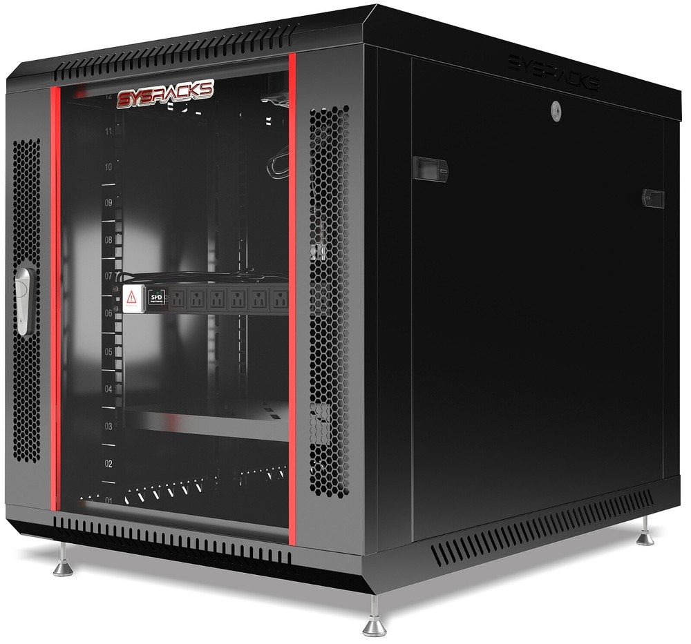 Server Rack 12U Enclosed 35-Inch Deep Cabinet Locking Networking Data Enclosure