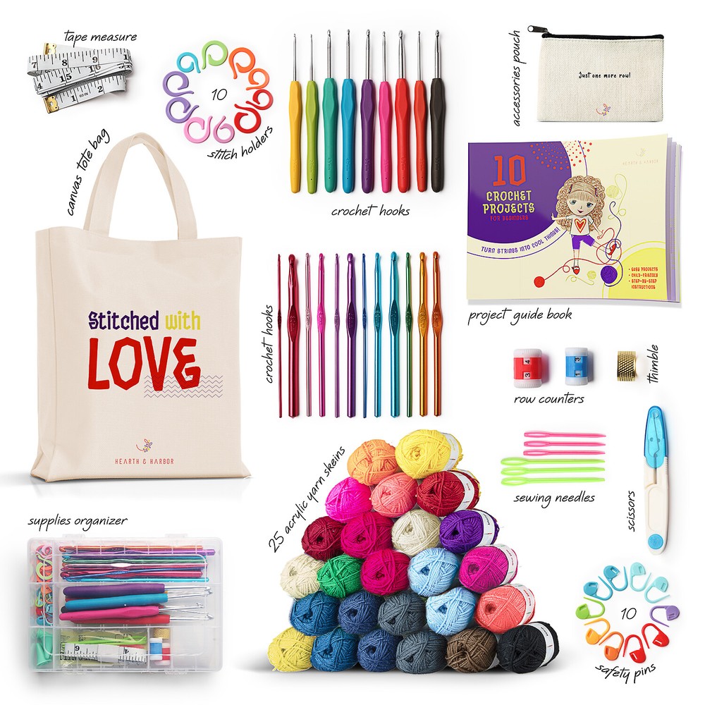 80 Pc Crochet Kit for Beginners- Crochet Yarn,Crochet Hook & Croceht Pattern