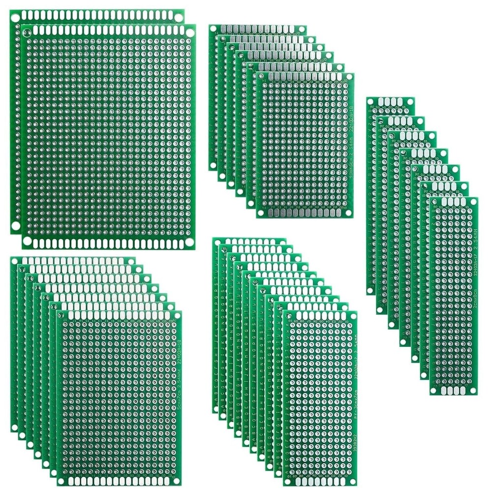 32 Pcs Double Sided PCB Board Prototype Kit for DIY Soldering with 5 Sizes