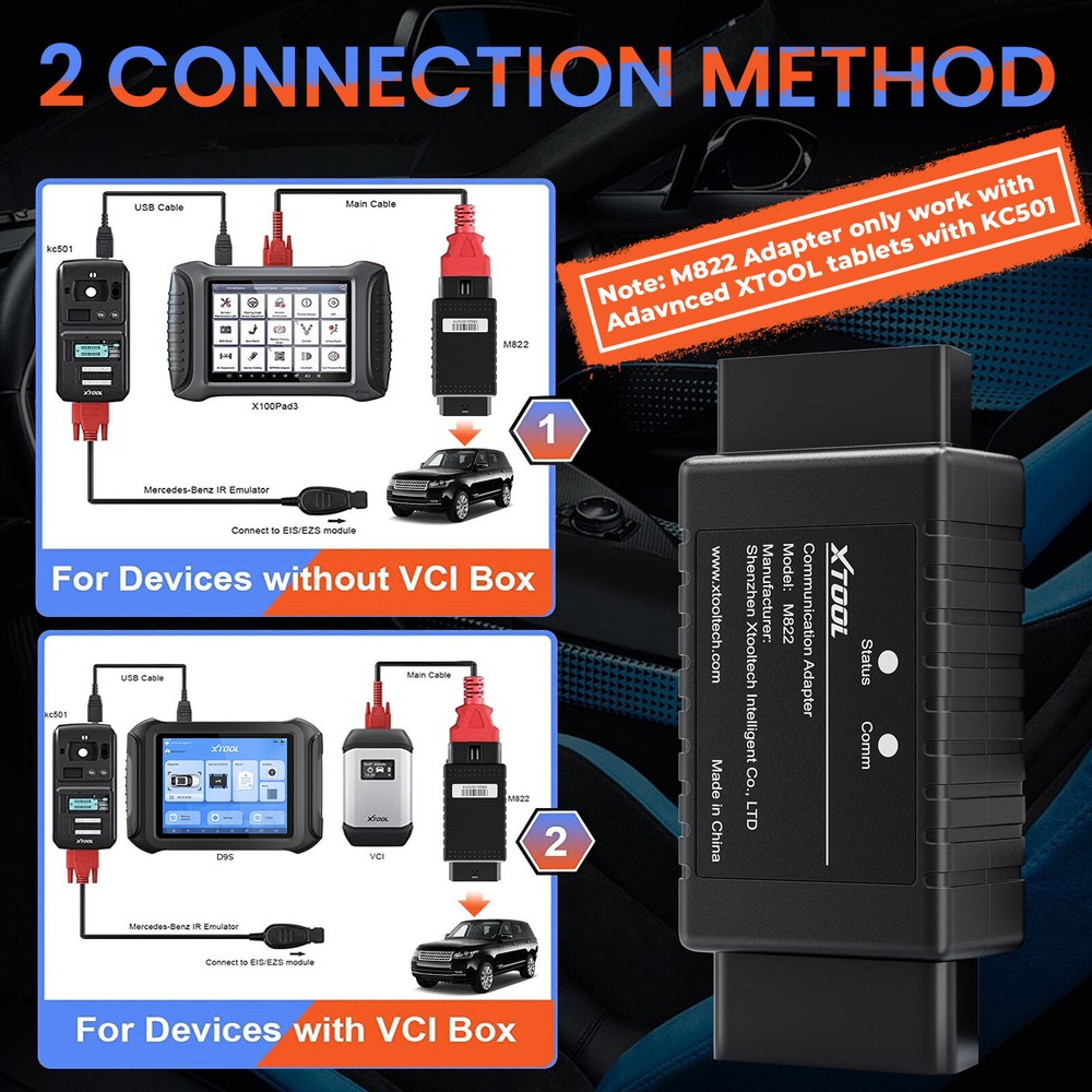 XTOOL M822 Key Programmer Adapter For Benz All Key Lost For D8S/D9S/PAD3+KC501