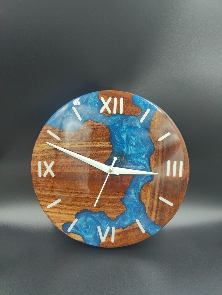 Acacia Wood Epoxy Wall Clock