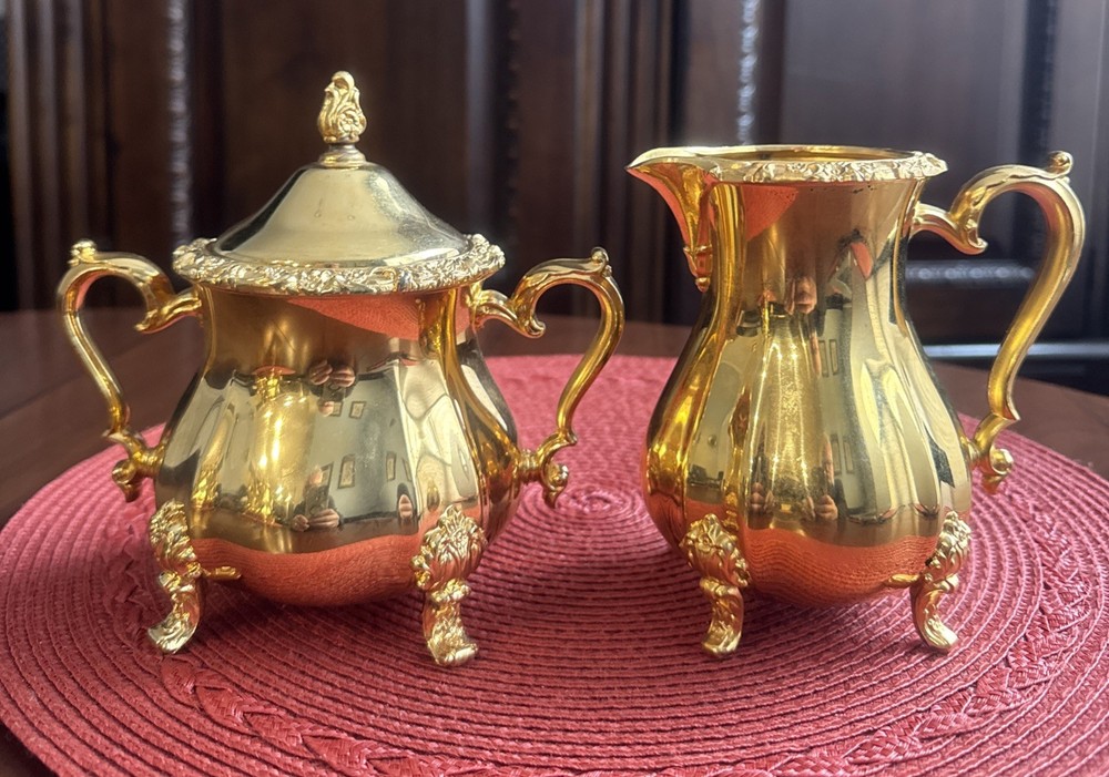 Webster-Wilcox International Silver 4 Piece Gold Plated Coffee & Tea Set
