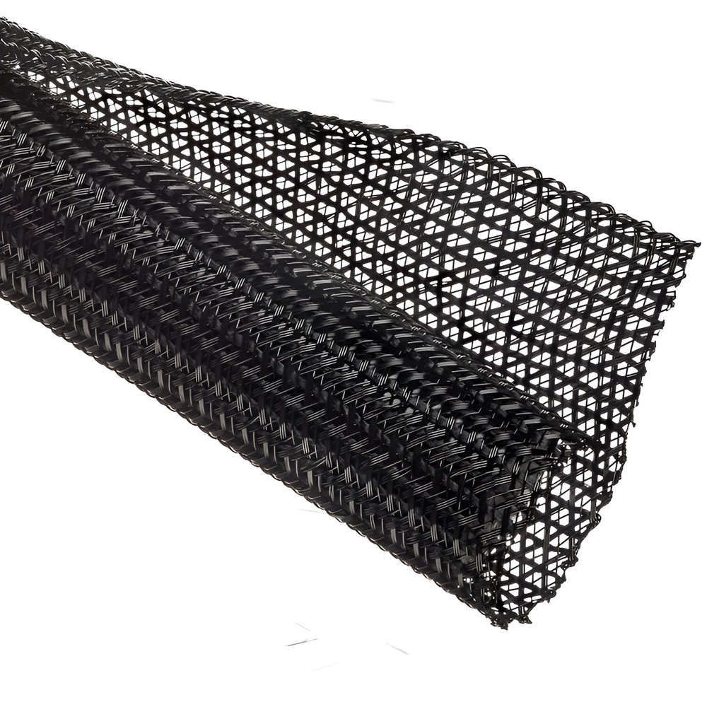 F6N1.50BK 1.5" Black Split Braided Cable Sleeving , Split Loom , Wrap ,USA