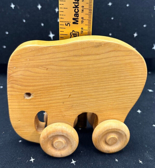 VTG Wood Elephant Pull Toy 5"