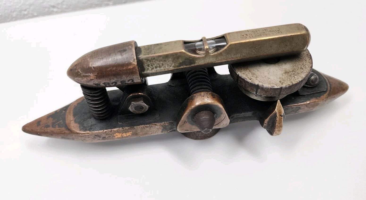 Unusual Bronze Inclinometer w/ Micrometer Adjustment & a Starrett No. 135 Level