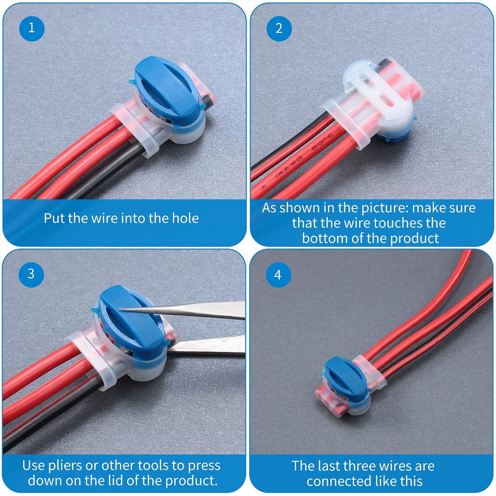 3 Way Electrical Wire Connectors, IDC 314-Box Self-Stripping Pigtail Splice