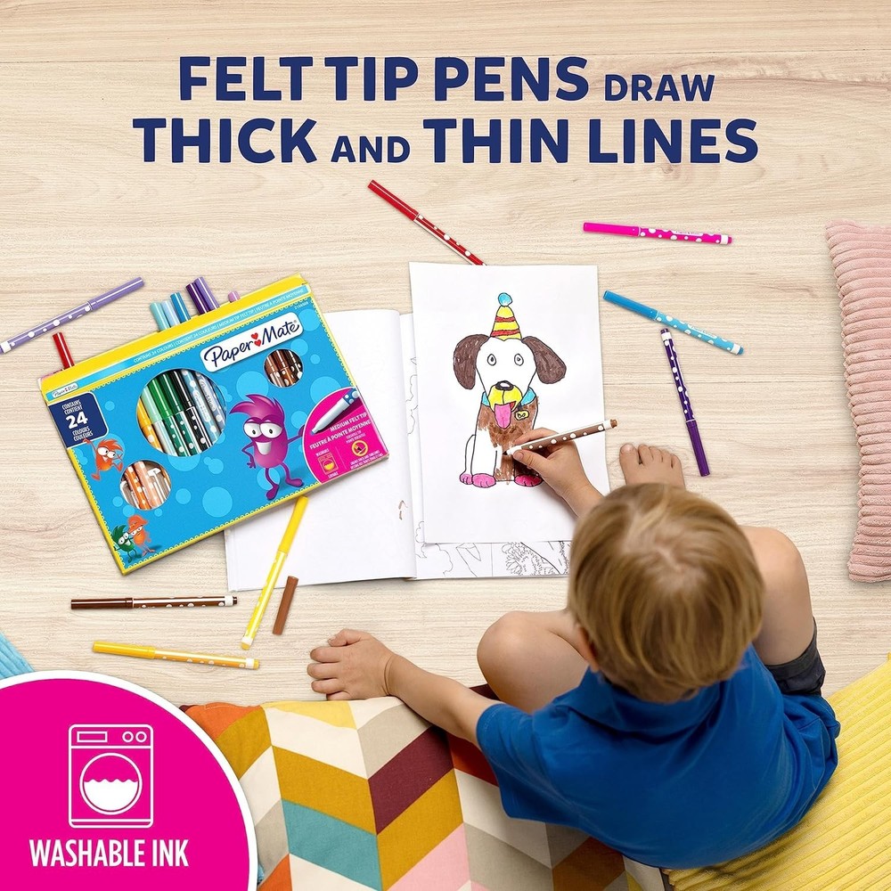 Papermate Colouring Felt Tip Pens Assorted 24pk