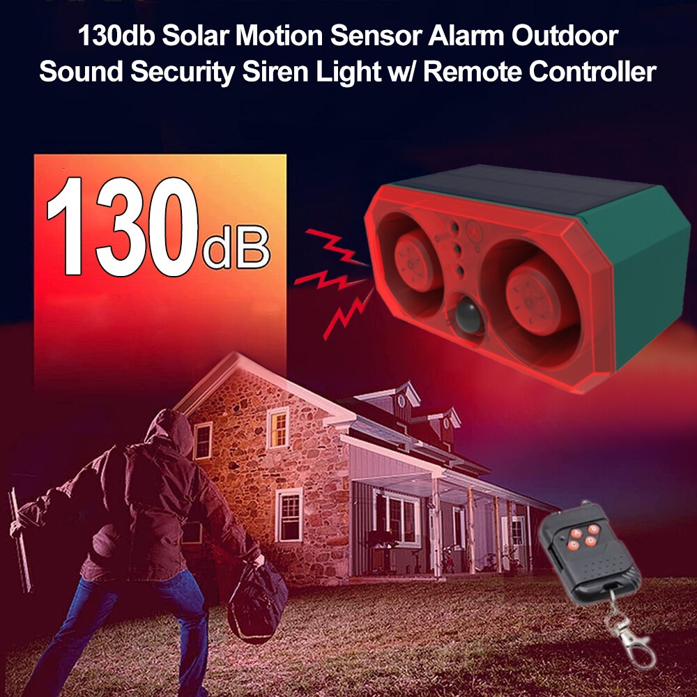 Solar Warning Light 130db with Motion Sensor and Remote