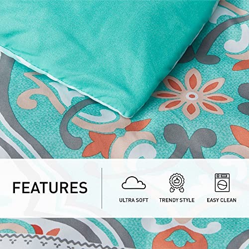 Full Size Comforter Sets with Sheets Floral, Aqua Boho Complete Bedding Set