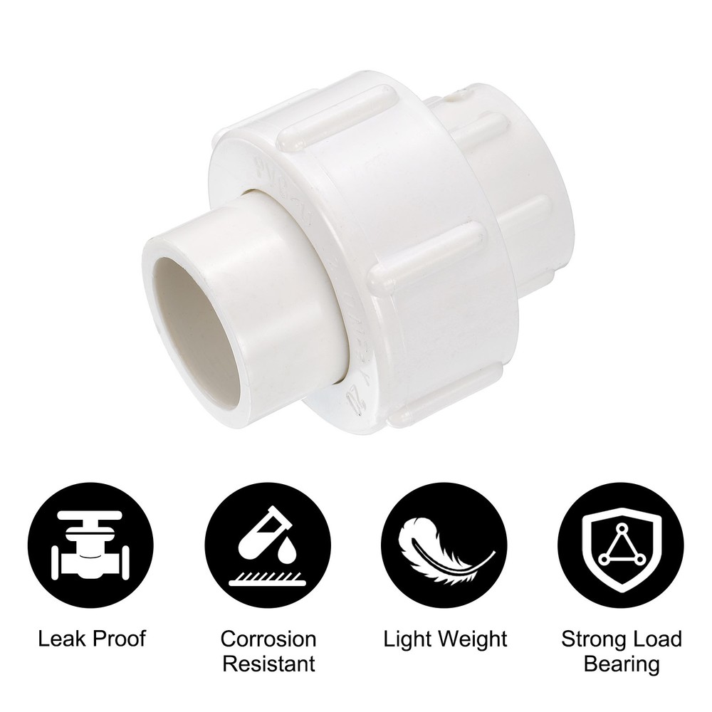 6 Pcs 1/2" Union PVC Coupling Pipe Fitting Adapter, White