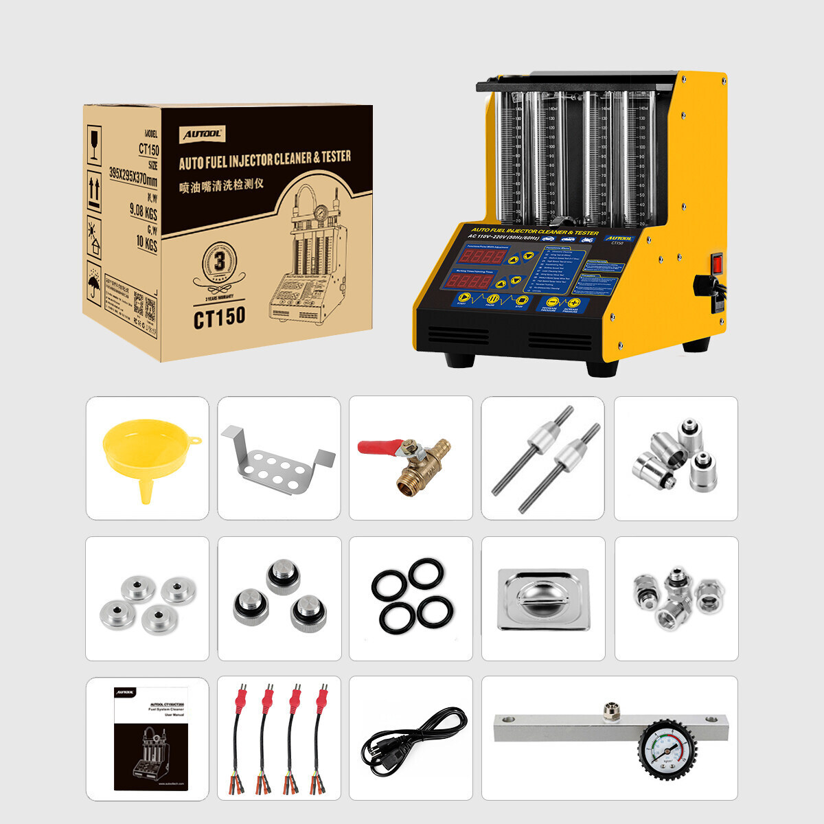 AUTOOL CT150 Fuel Injector Cleaner Tester Nozzles Ultrasonic Cleaning Machine