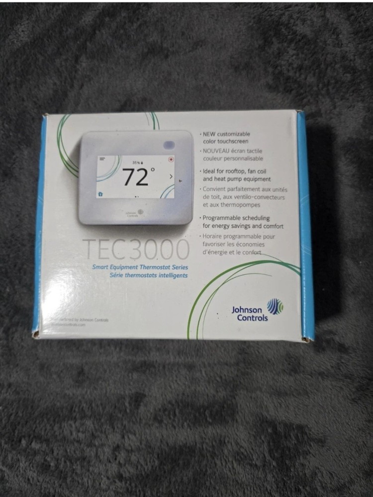 Johnson Controls TEC3000 Smart HVAC Thermostat Color Touchscreen New Open Box