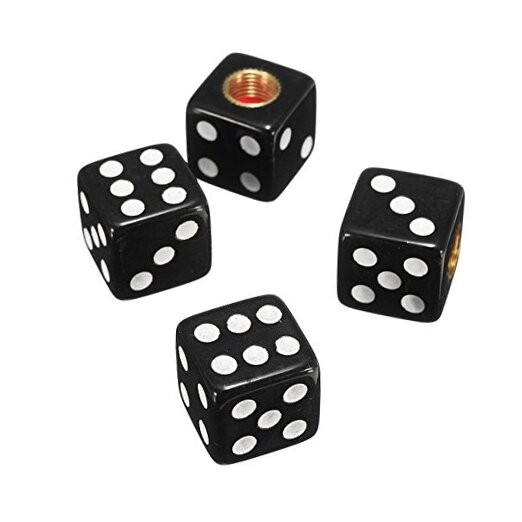 4pcs Plastic Wheel Stem Tyre Air Valve Dustproof Caps Gold Dice Tire Tyre Black