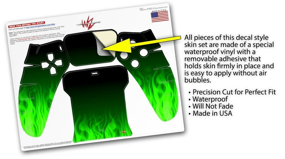 Skin Sony PS5 Controller Fire Green