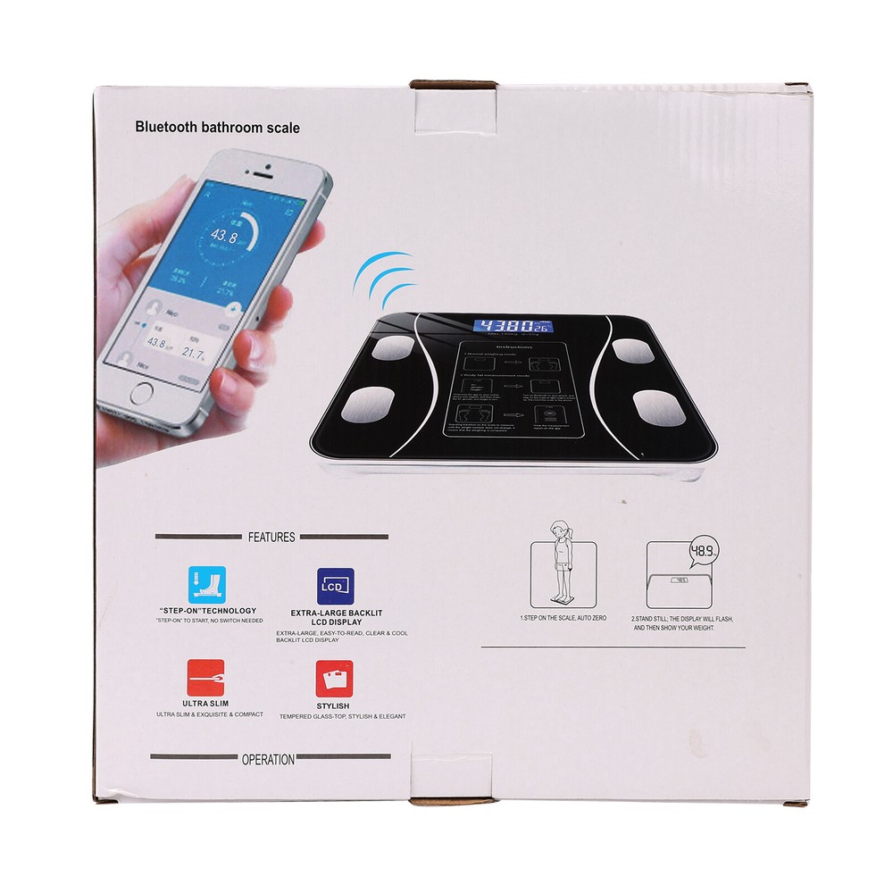 Digital Bathroom Scale for BMI Highly Accurate Smart Bluetooth Scale LCD Display