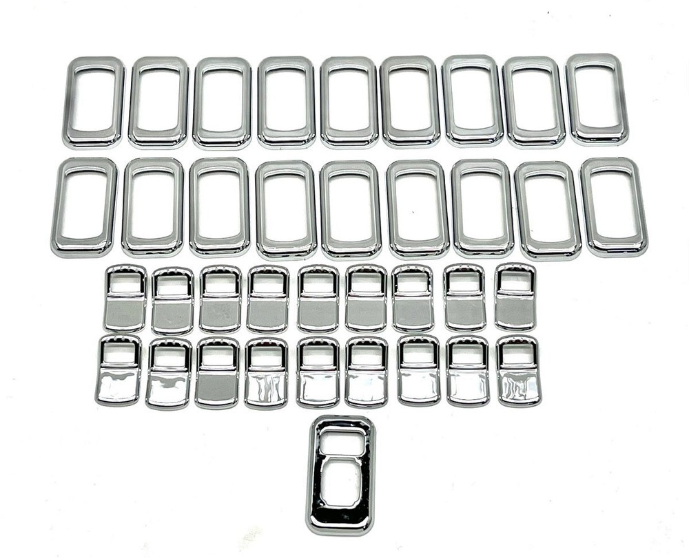 Chrome Plastic Rocker Trim Switch Cover Kit. Peterbilt, Fits Kenworth,