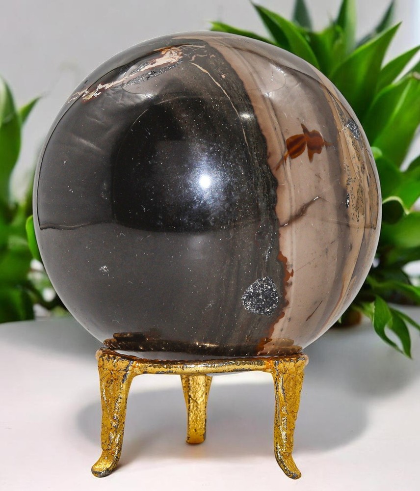 Grey POLYCHROME Jasper Crystal Sphere Healing Metaphysical Stone Decor Gift 85mm