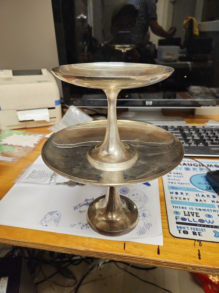 Tiffany Modern Sterling Silver Cake Stand with Stacking Compotes
