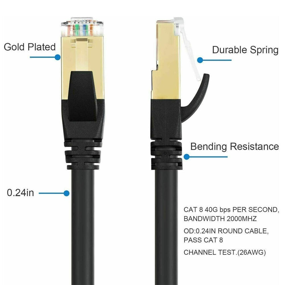 CAT 8 Ethernet RJ45 Cable Patch LAN Network Cable Plated High Speed 40Gbps US