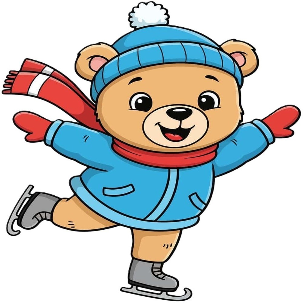 30 Custom Winter Bear Skate Personalized Address Labels
