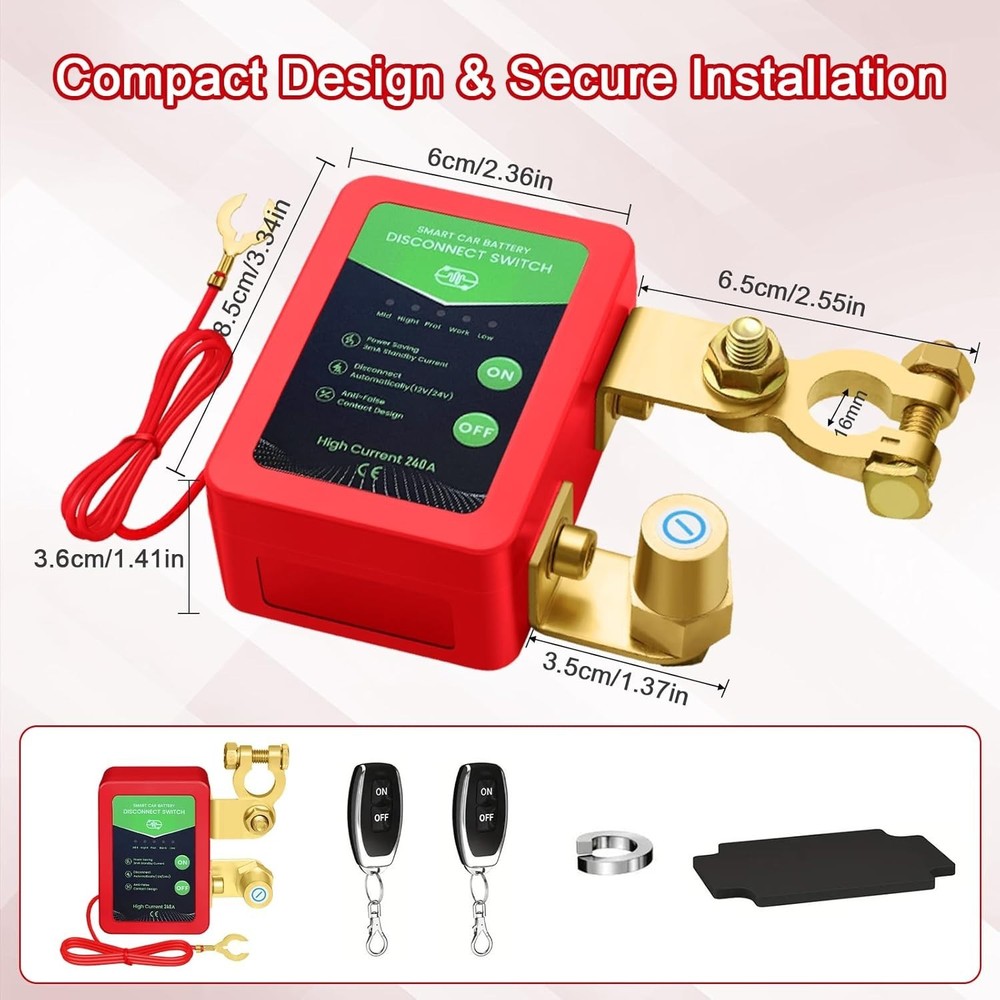 Kill Switch for Car - 12V Remote Battery Disconnect Switch Smart Voltage Car ...
