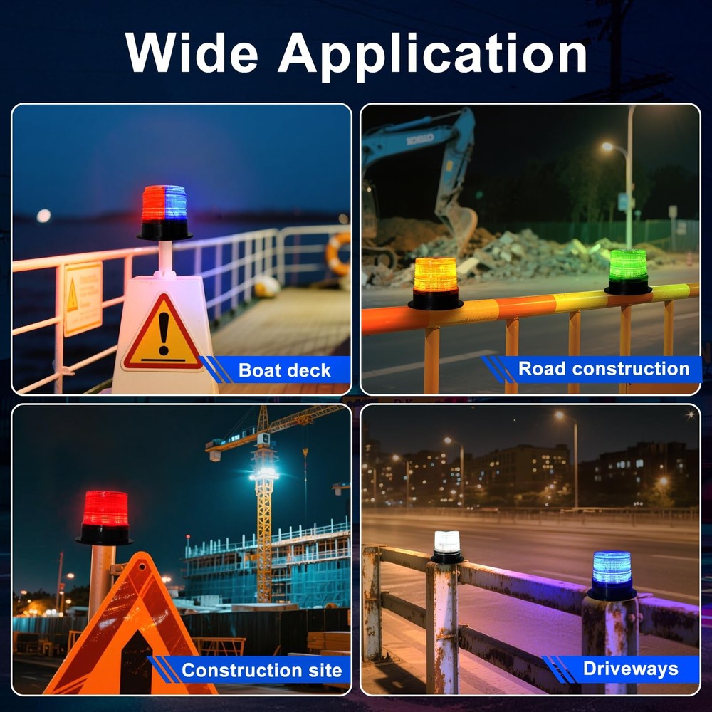 Solar Strobe Warning Light with Strong Magnetic Base LED Warning Lamp Super B...