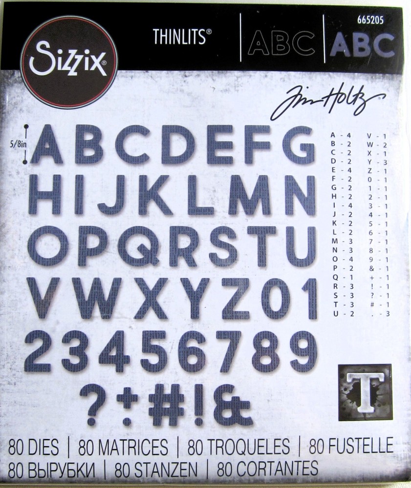 Alphanumeric Bold Alphabet Sizzix Thinlits 80 pc Die Set by Tim Holtz 665205 NEW