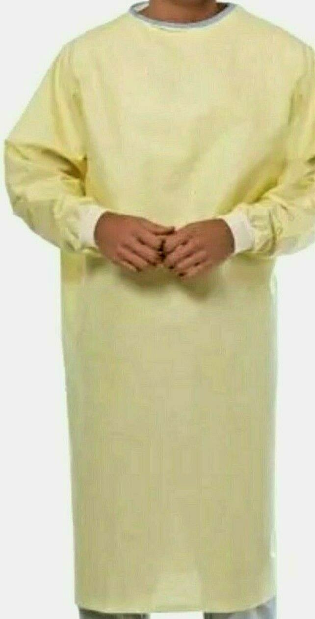 Yellow Washable Medical Isolation Protective gowns knit cuff Premium Quality