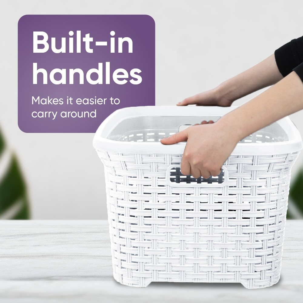 Superio Wicker Laundry Basket 2-Pack, White