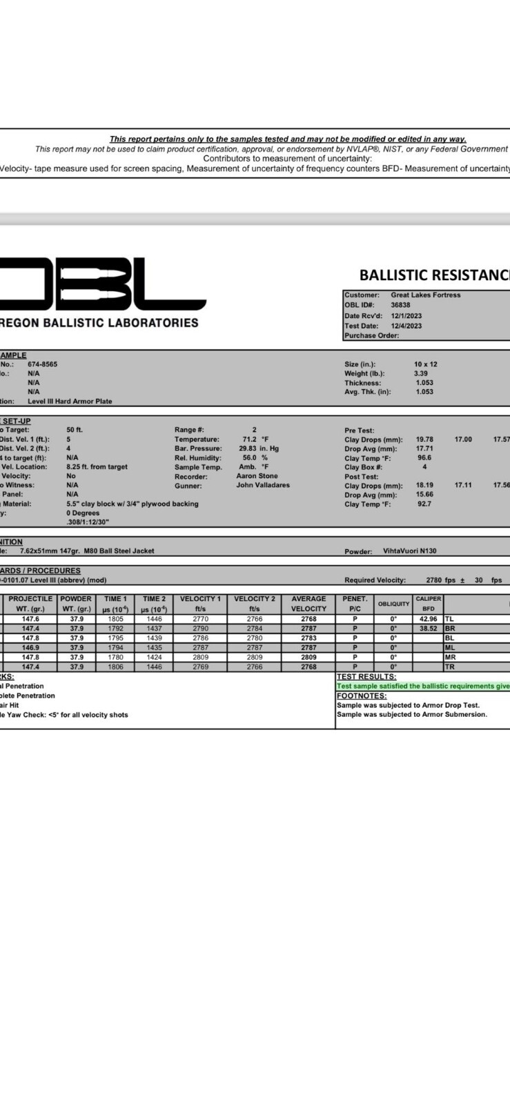 Level 3 EXTREME PE Bullet Proof Armor Plates Lighter Than Ceramic 3lb Pair10x12