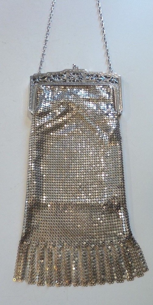 Vintage Whiting & Davis Silver 10" Mesh Handbag, c. 1900