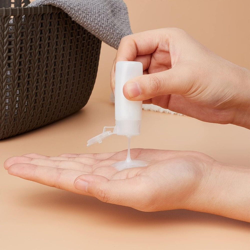 1set 10pcs PE Plastic Empty Refillable Flip Cap Bottles with 2pcs Disposable