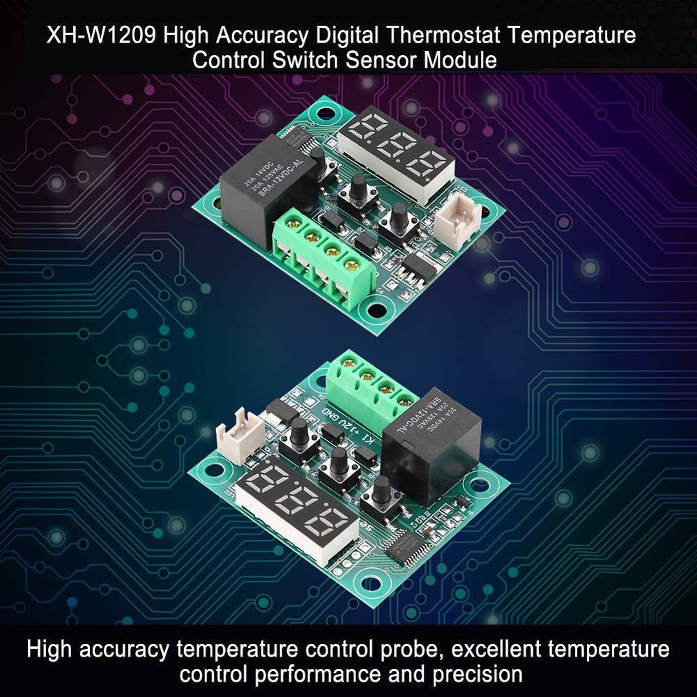 AITRIP 3PCS W1209 12V DC Digital Temperature Controller Board with 10A 3-pack