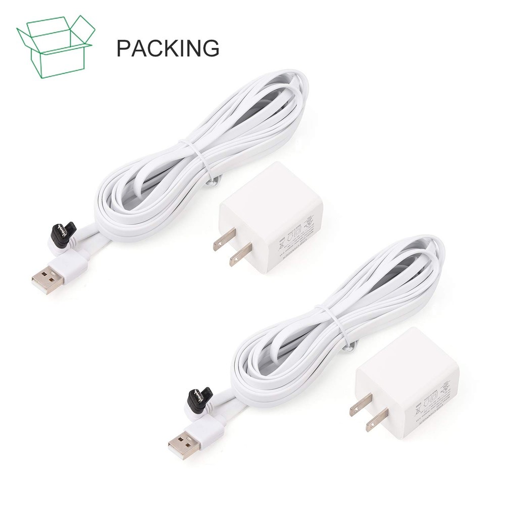 2Pack Power Cable for Arlo Pro and 16.4Ft arlo pro 2 adapter, White