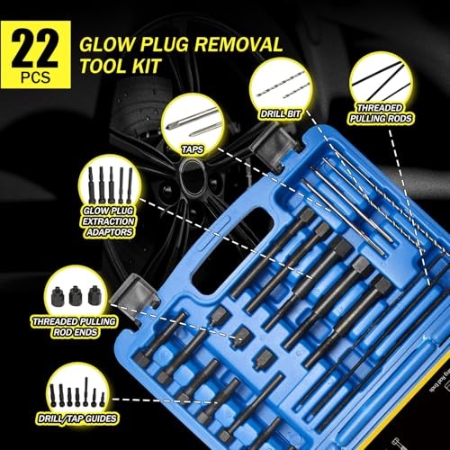 Glow Plug Removal Tool | 22-Piece High-Hardness Extraction Kit | M8 & M10