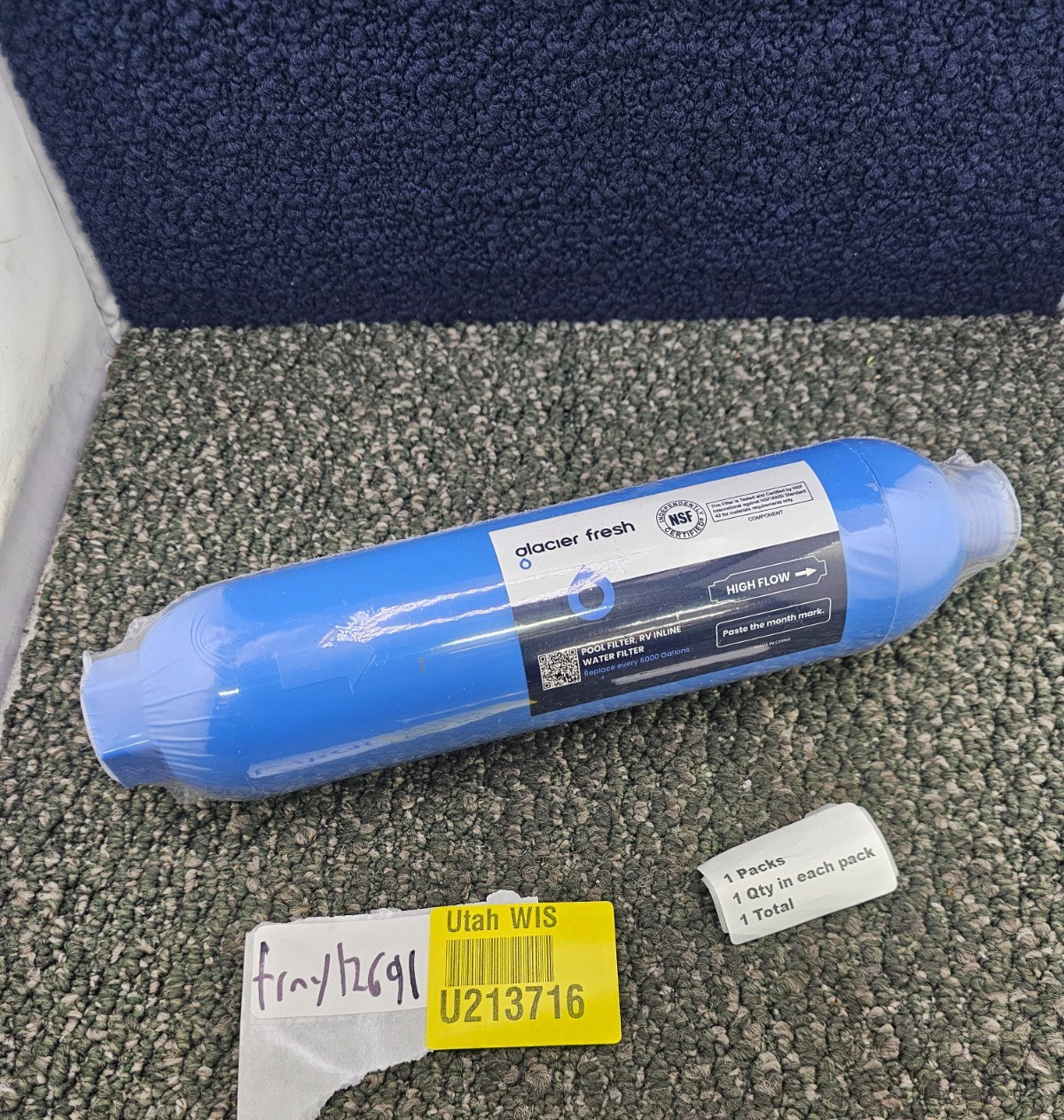 Glacier Fresh RV Inline Water Filter 10-1/2" Length For Chlorine Odor & Sediment