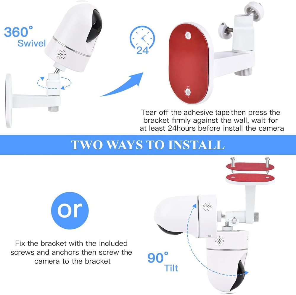 2Pack Adjustable Wall Mount for Eufy Security Indoor Cam P24 and E220, No-Drill