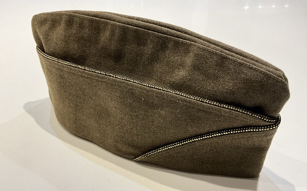 Original WWII U.S. Army Officer Wool Garrison Hat Initials Sz 7 Initials