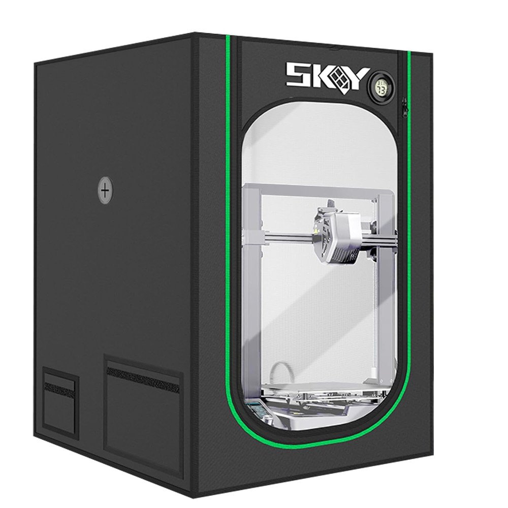 3D Printer Enclosure with LED Light, Hygrothermograph Fireproof Dustproof Tent C