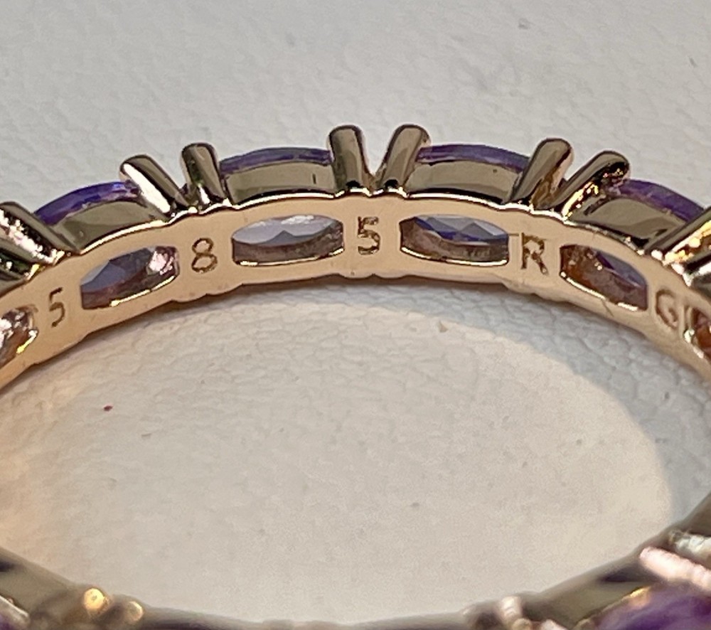 Sizes-6.5-9.5 ZALES 14k Solid Rose Gold 3CT Amethyst Eternity ring.