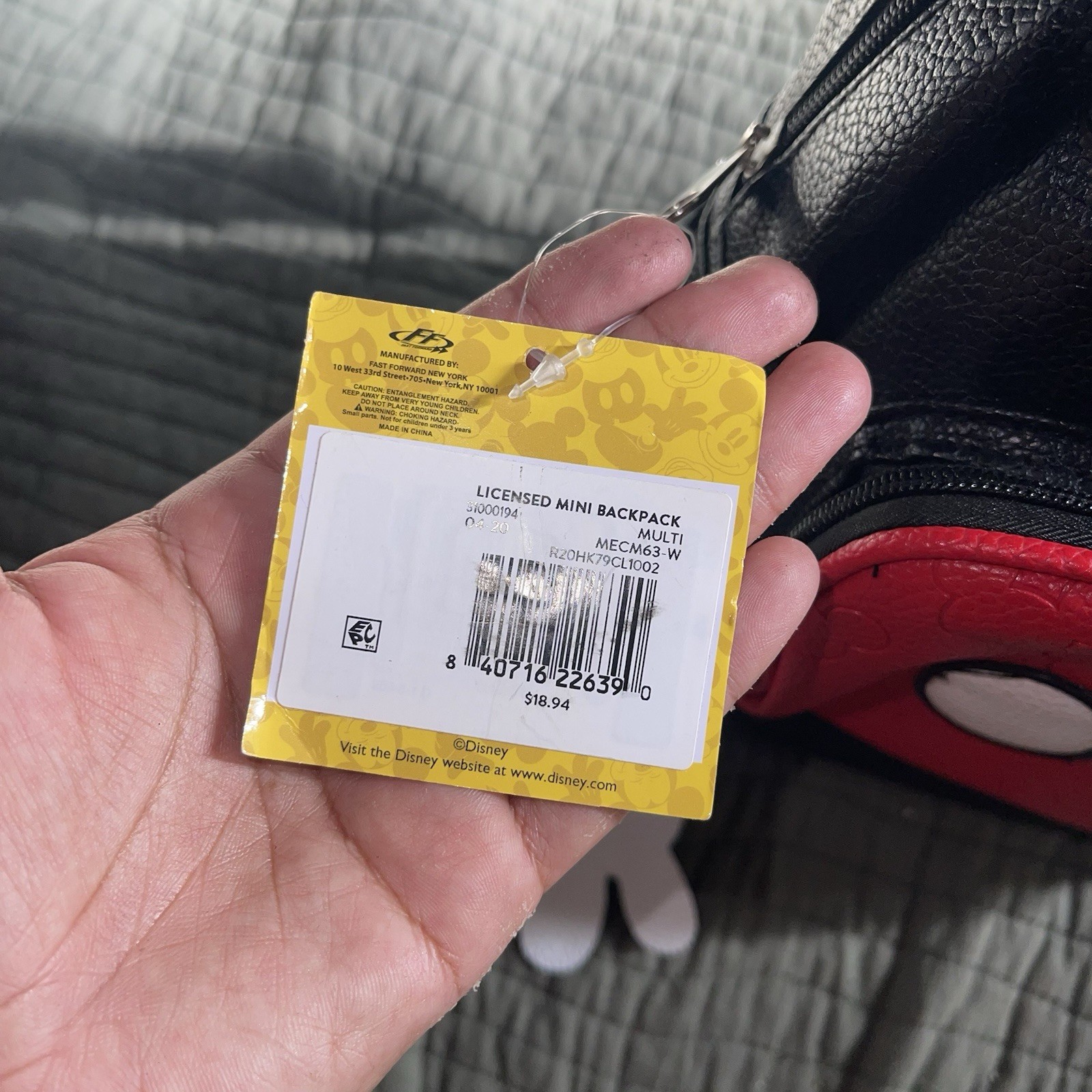 Disney Mickey Mouse Mini Backpack With Ears NWT