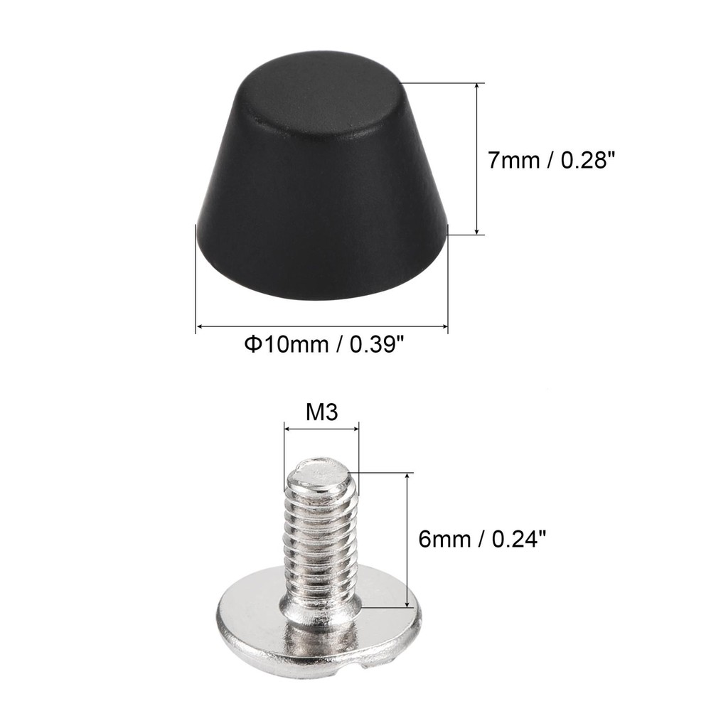 10x7mm Rivet Studs Screw Back Flat Cable Feet Stud Matte Tip 12pcs